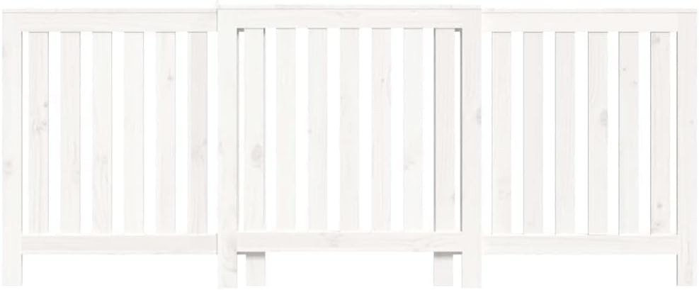 White Radiator Cover 210x21x85cm Solid Pine Wood | Slatted Heating Cabinet