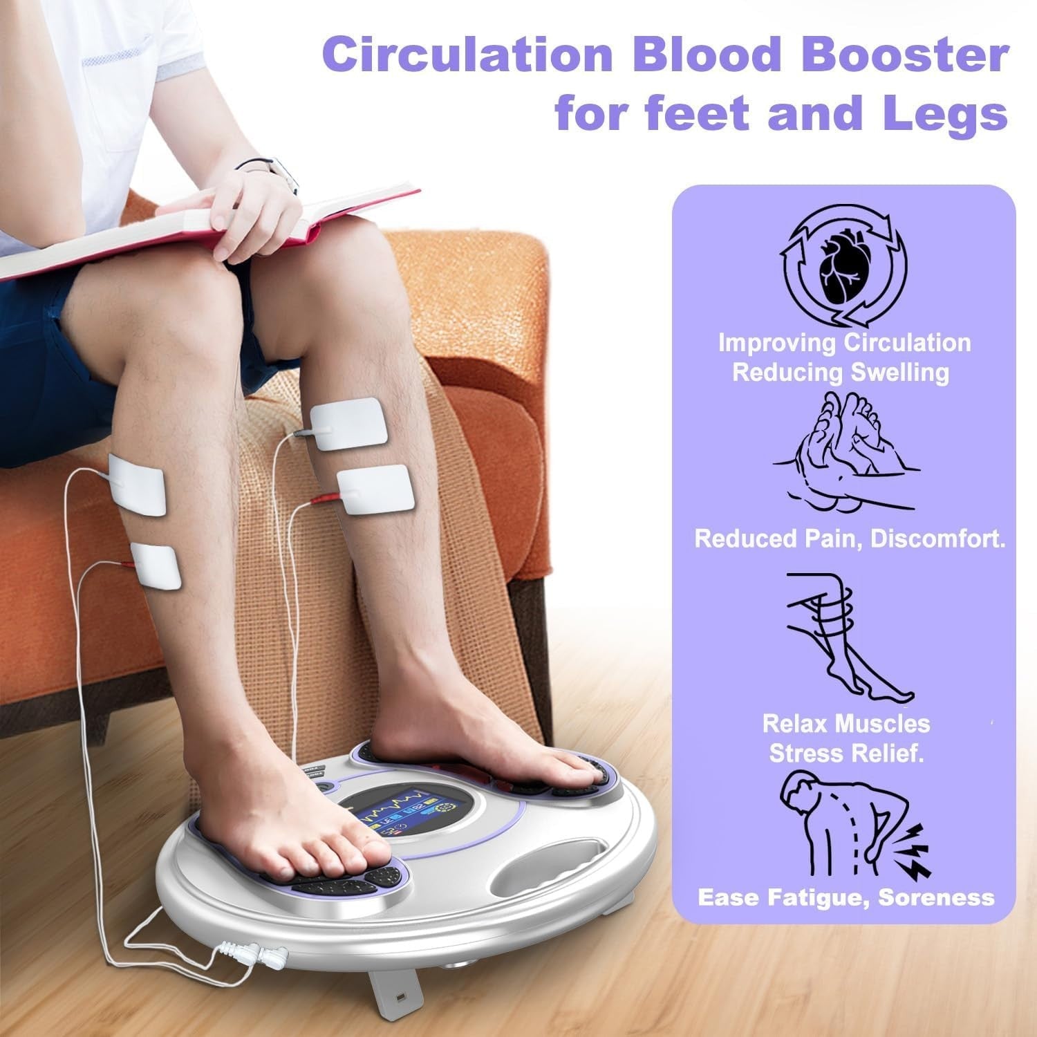 EMS TENS Foot Circulation Massager 99 Intensity Pain Relief Therapy