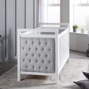 Velvet Baby Cot Bed Adjustable Height Convertible Toddler Bed 156x74x95cm