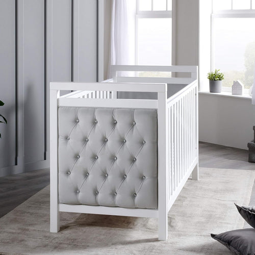 Velvet Baby Cot Bed Adjustable Height Convertible Toddler Bed 156x74x95cm
