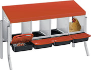 4 Chamber Steel Chicken Nest Box with Stand Pull Out Egg Tray