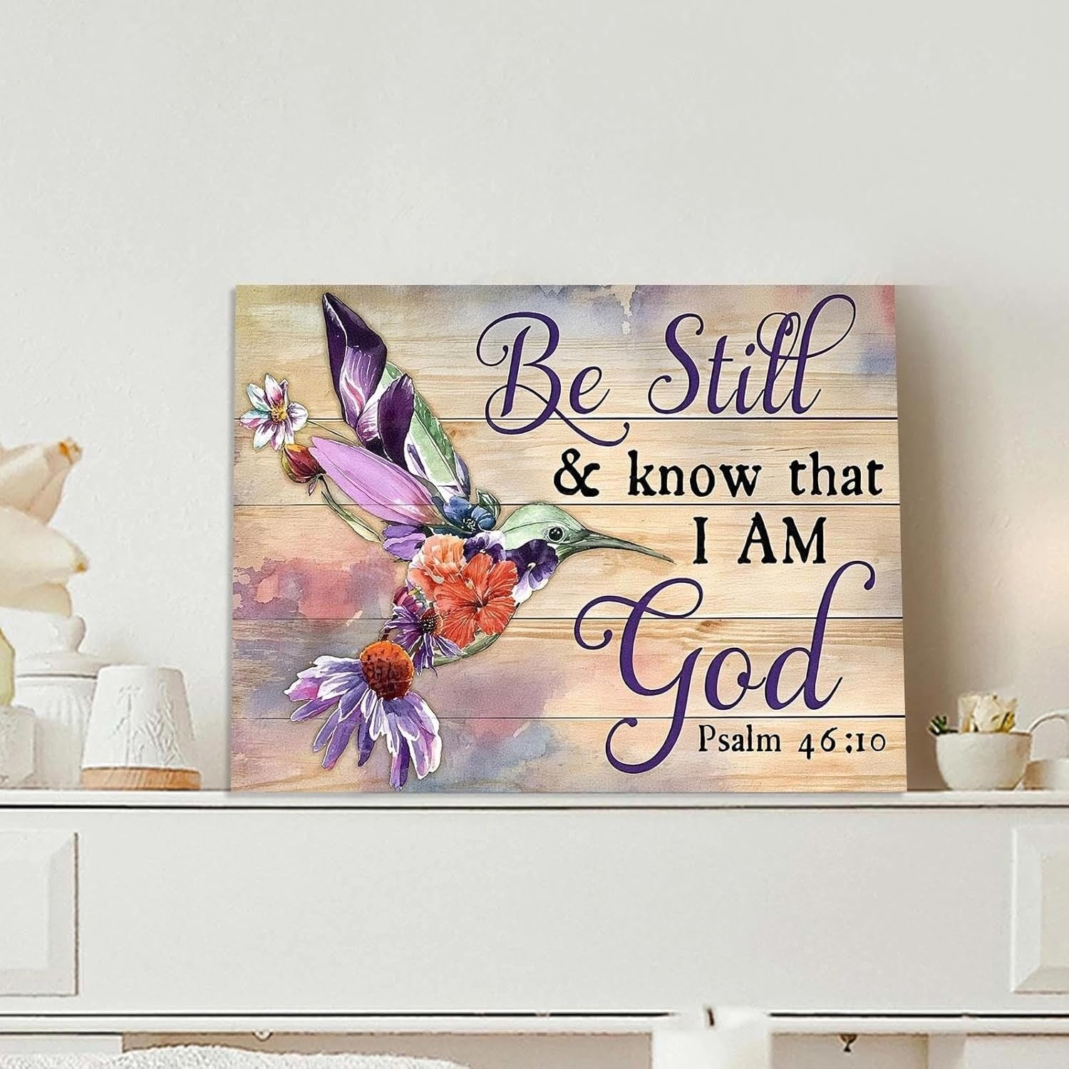 Framed 12×16 in “Be Still & Know That I Am God” Christian Scripture Wall Art