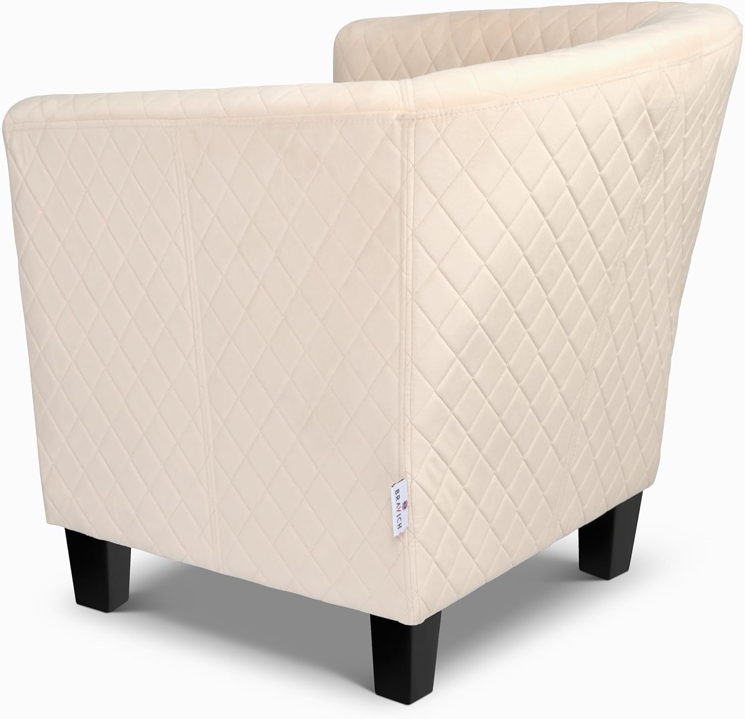 Beige Velvet Tub Chair Studded Accent Armchair Lounge Seat