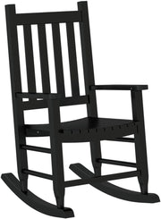 Kids Black Wooden Rocking Chair Safe Design Smooth Motion Indoor Outdoor