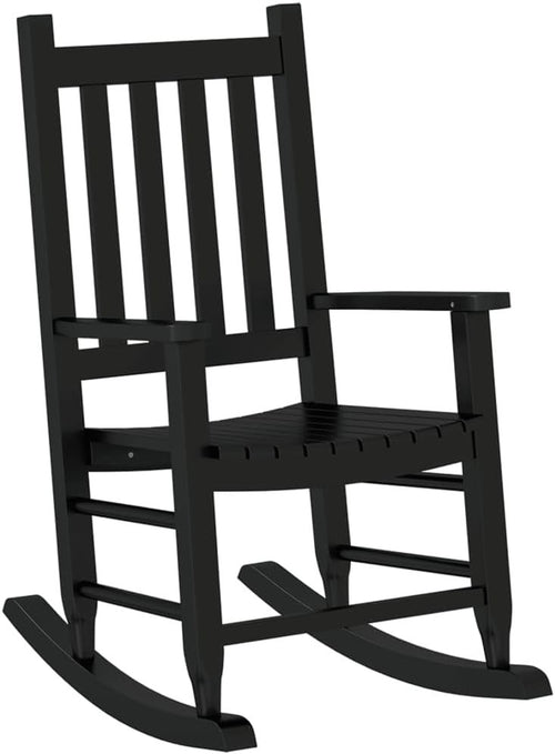 Kids Black Wooden Rocking Chair Safe Design Smooth Motion Indoor Outdoor
