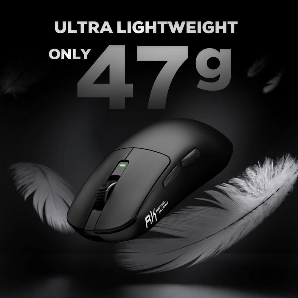 Pro Wireless Gaming Mouse 47g 42000 DPI 8K Hz Tri Mode Black