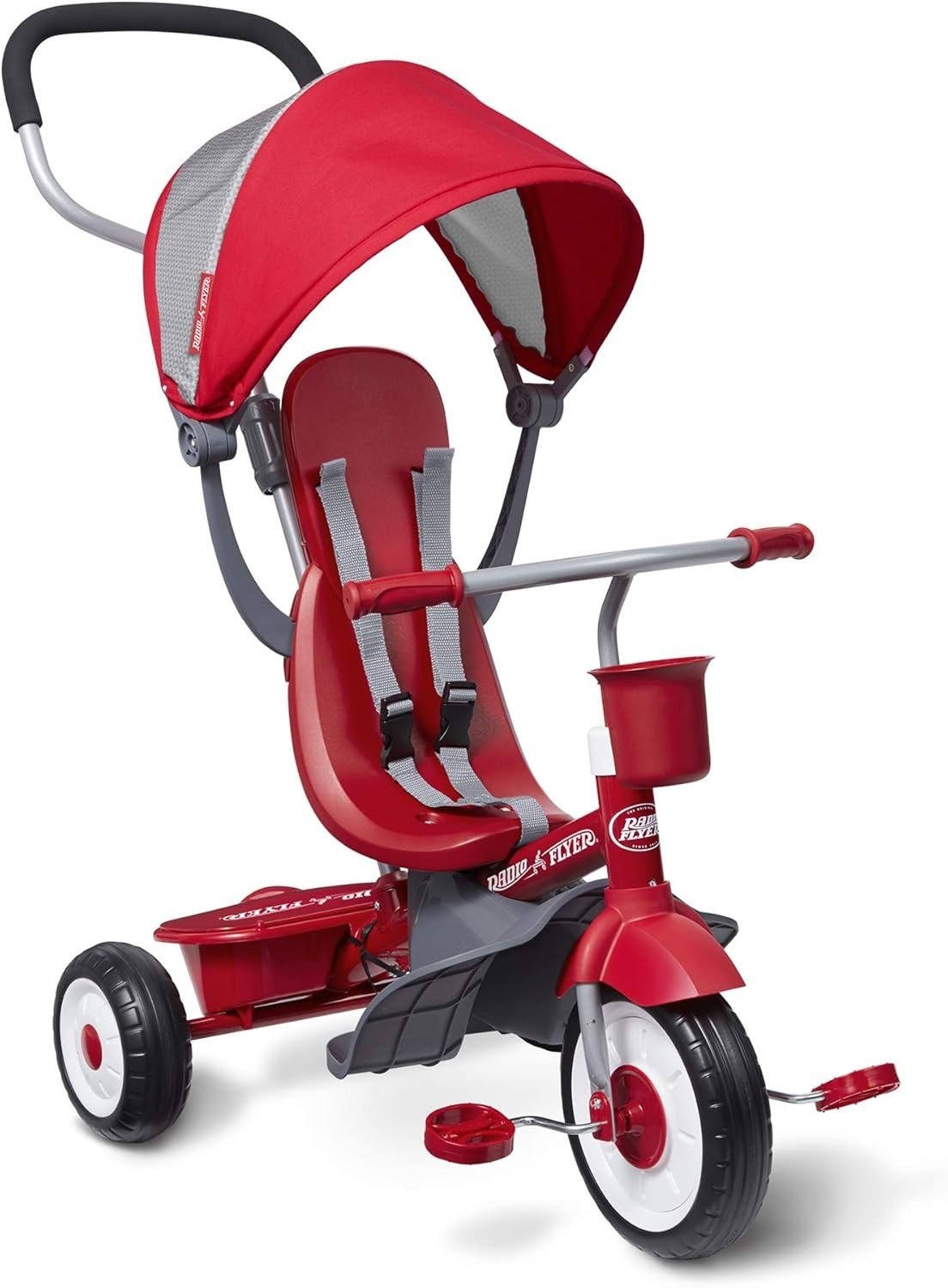 4 in 1 Toddler Tricycle Push Trike Parent Handle Adjustable Seat Red