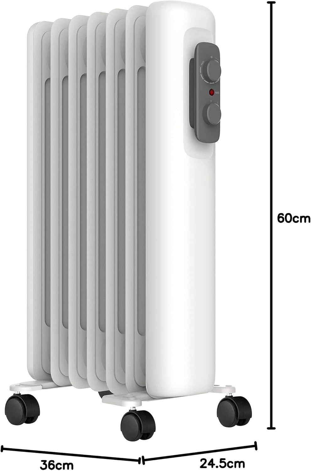Portable 1500W Oil-Filled Radiator Heater with Thermostat & Safety Features