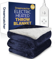 Electric Heated Throw Blanket 160x120cm Sherpa Fleece 9  Washable