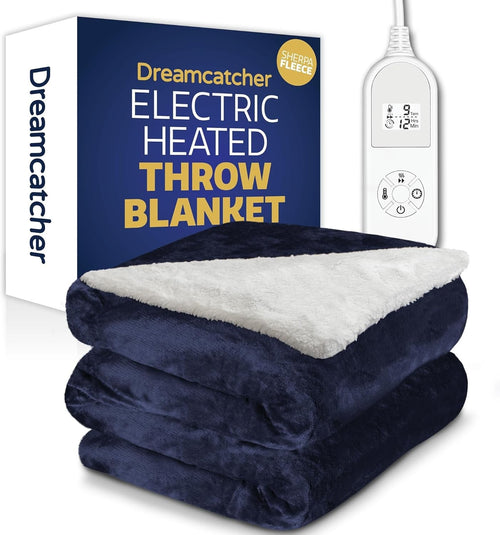 Electric Heated Throw Blanket 160x120cm Sherpa Fleece 9  Washable