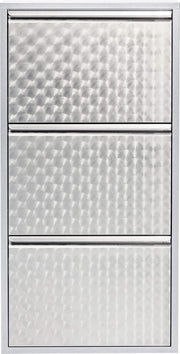 Slim Silver 3-Compartment Flip Shoe Cabinet, Space-Saving Storage for 6 Pairs