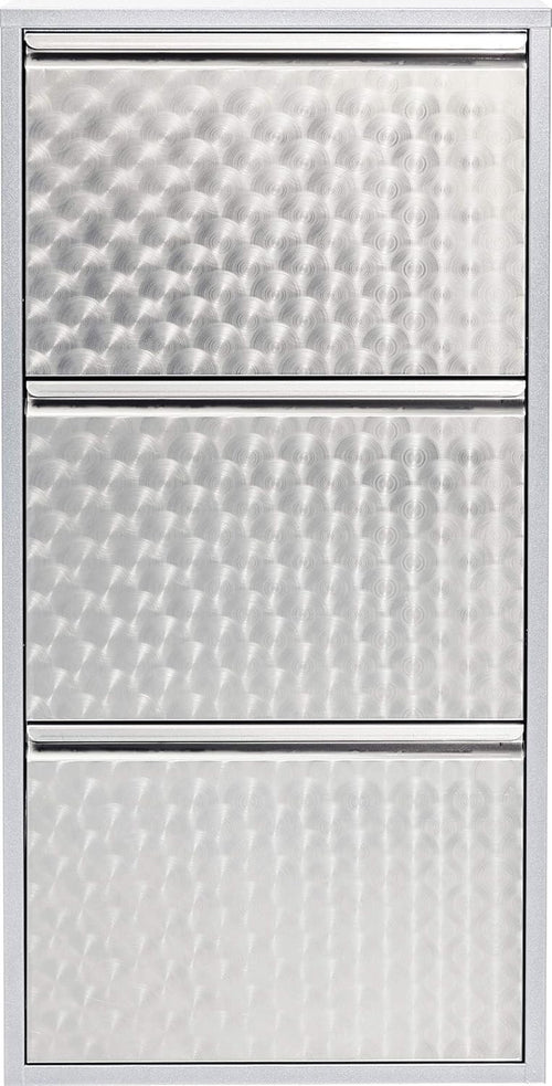 Slim Silver 3-Compartment Flip Shoe Cabinet, Space-Saving Storage for 6 Pairs