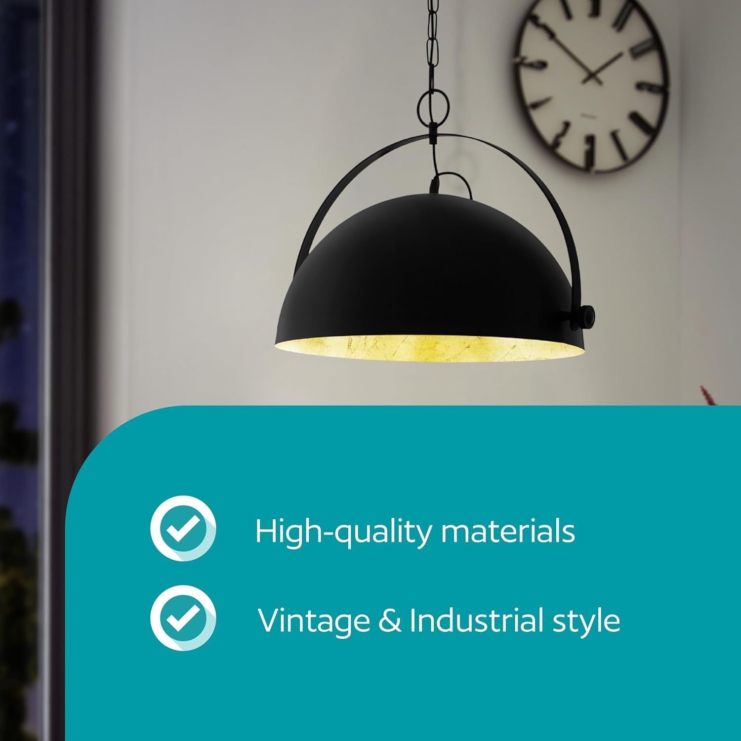 Industrial Pendant Ceiling Light Black Gold Vintage Metal Hanging Lamp E27