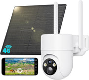 4G LTE Solar Security Camera 2K PTZ SIM Card CCTV No WiFi