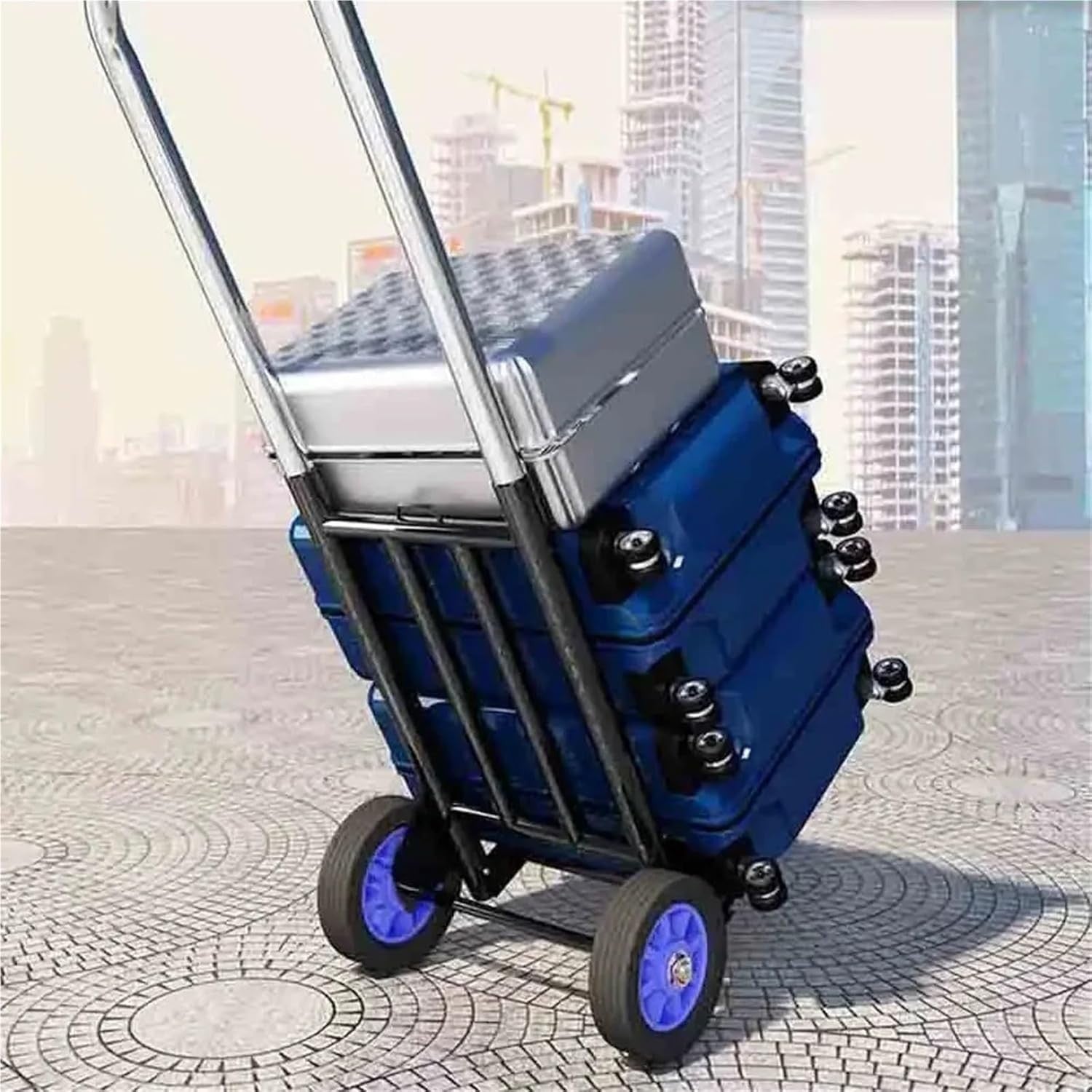Foldable Heavy-Duty Stair Climber Hand Truck Adjustable Portable Luggage Trolley