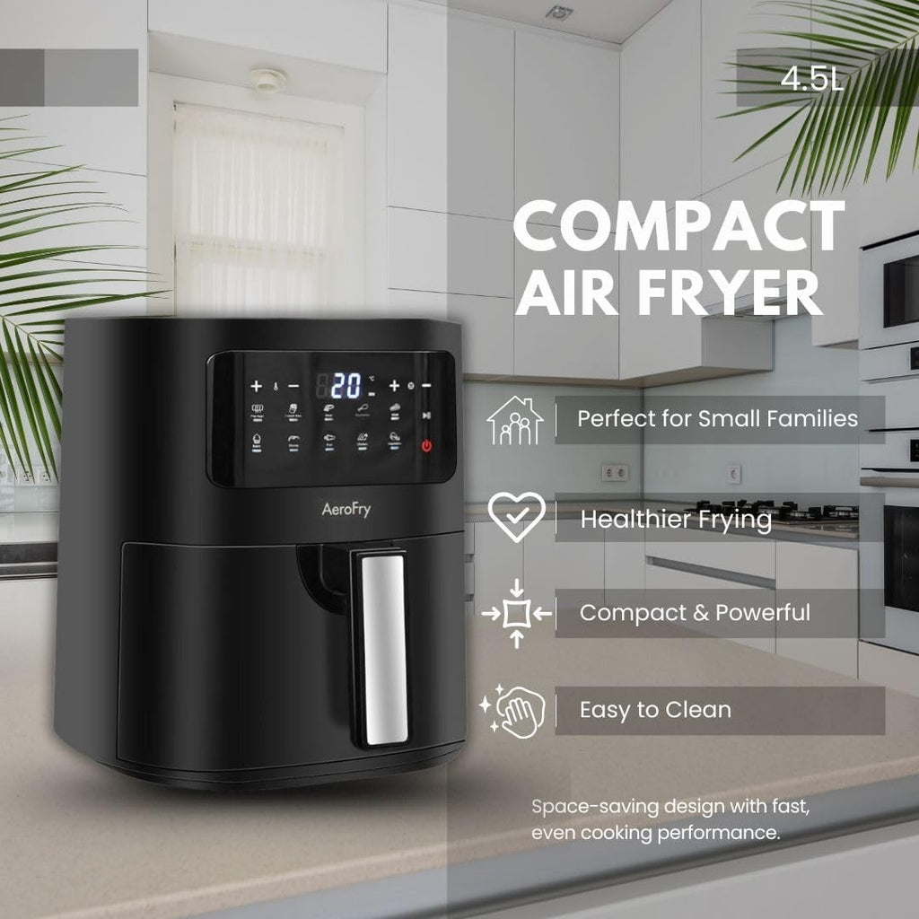 4.5L Digital Air Fryer Oil-Free Cooker Timer 10 Presets Non Stick Basket