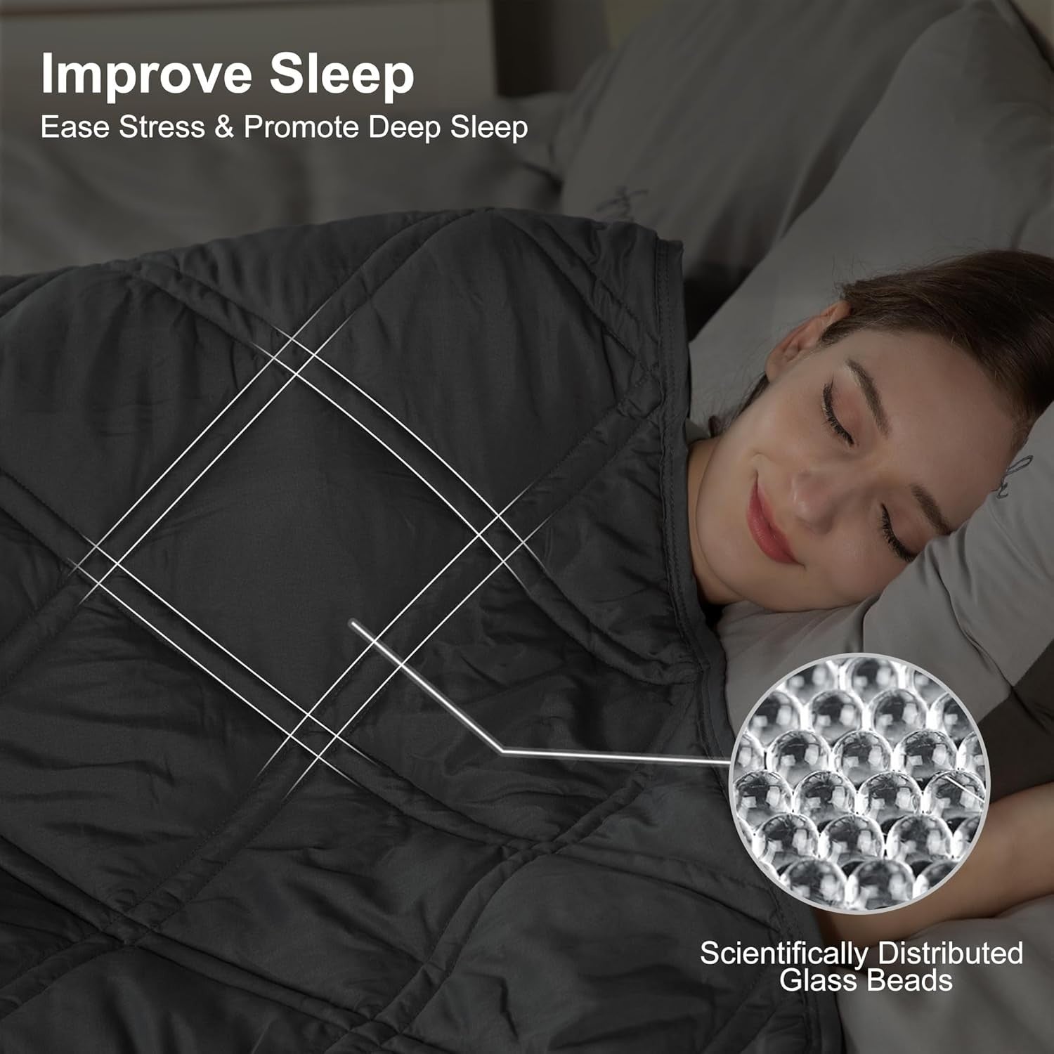 Weighted Blanket for Adults - Grey - Stress & Anxiety Relief - 150x200cm (6kg)