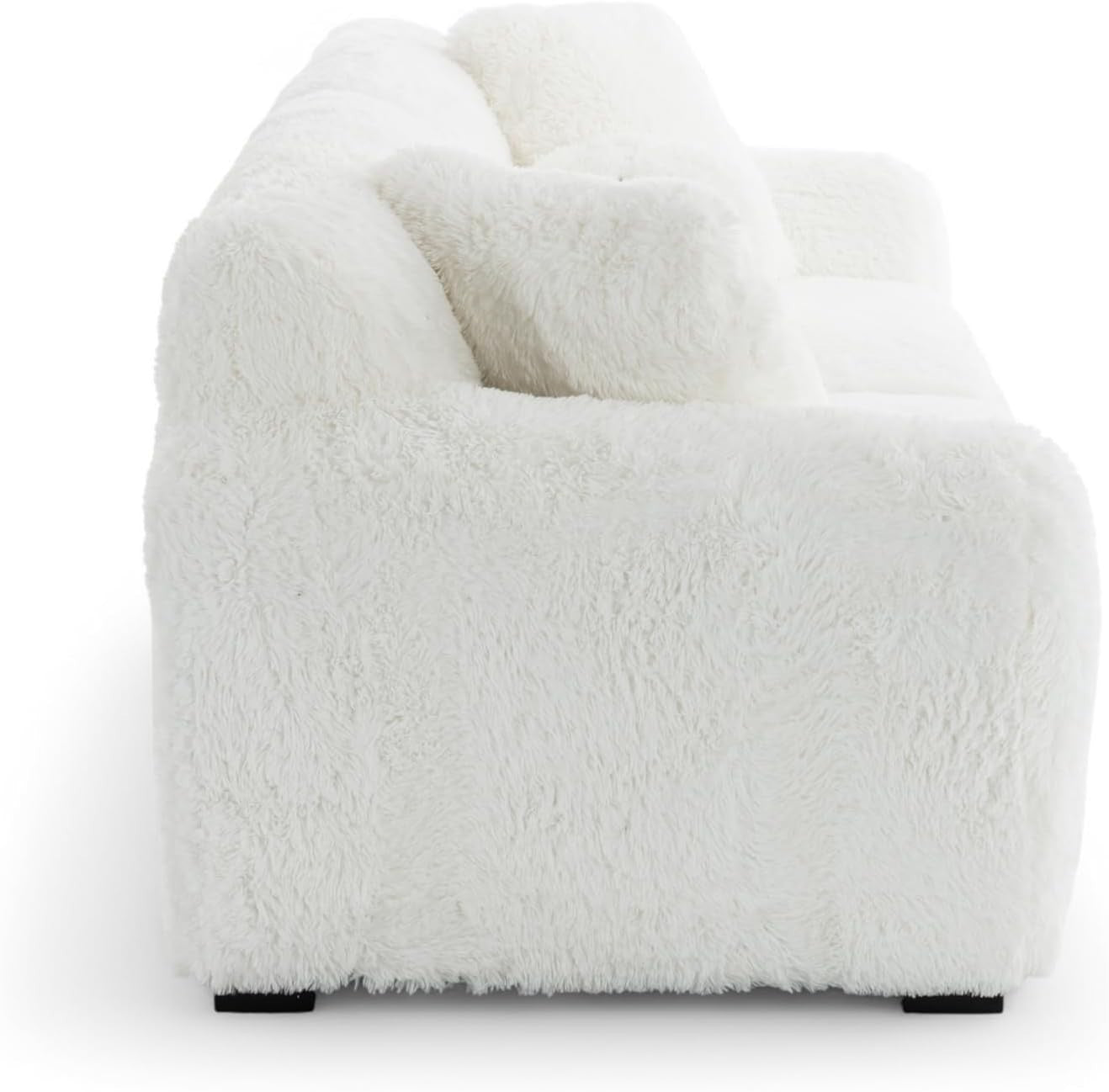 White Teddy Sofa Set 3+1 Faux Fur Deep Seat Fluffy Lounge Chair & Couch
