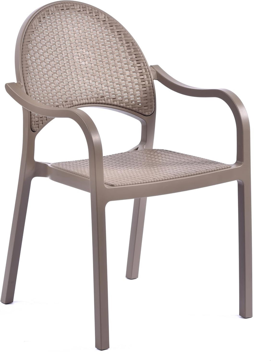 Rattan Effect Garden Armchair Outdoor Patio Chair Stackable Polypropylene