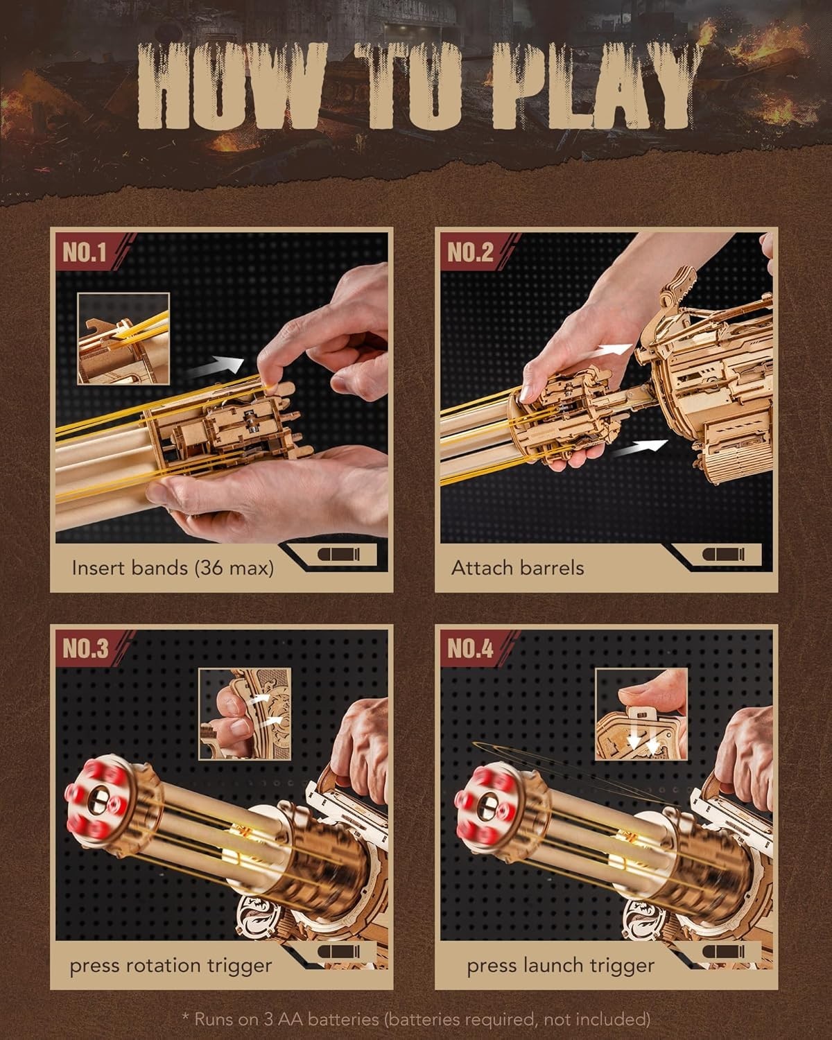 3D Wooden Mechanical Puzzle Kit Rotary Action Model DIY STEM Build