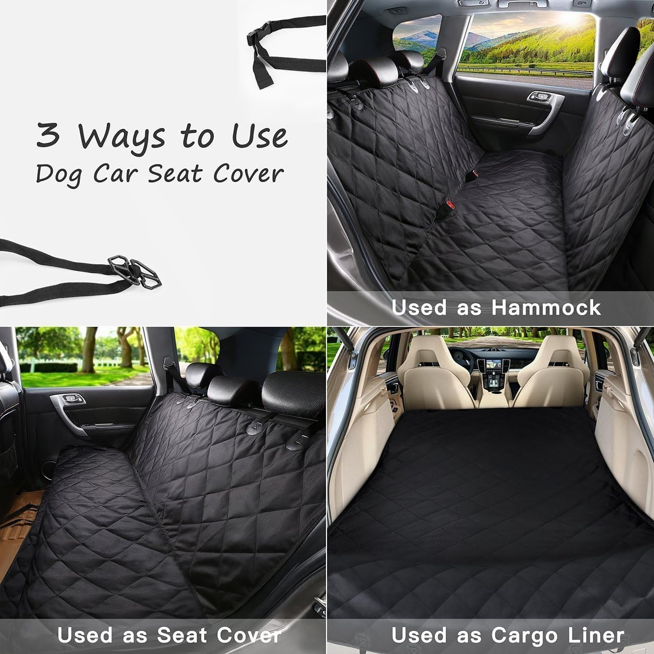 Waterproof Dog Car Seat Cover Rear Back Seat Hammock Scratch Proof