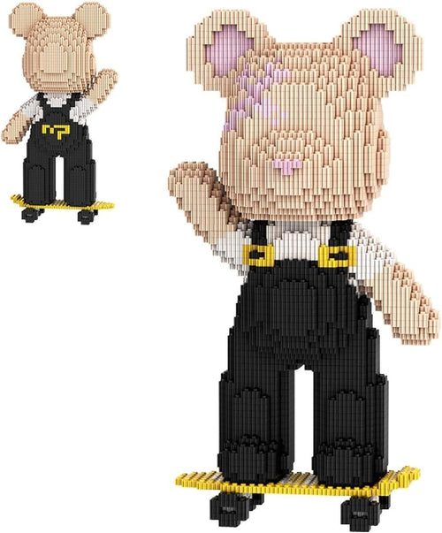 Micro Building Blocks Bear Skateboard Model - 2715 PCS Creative Home Decor