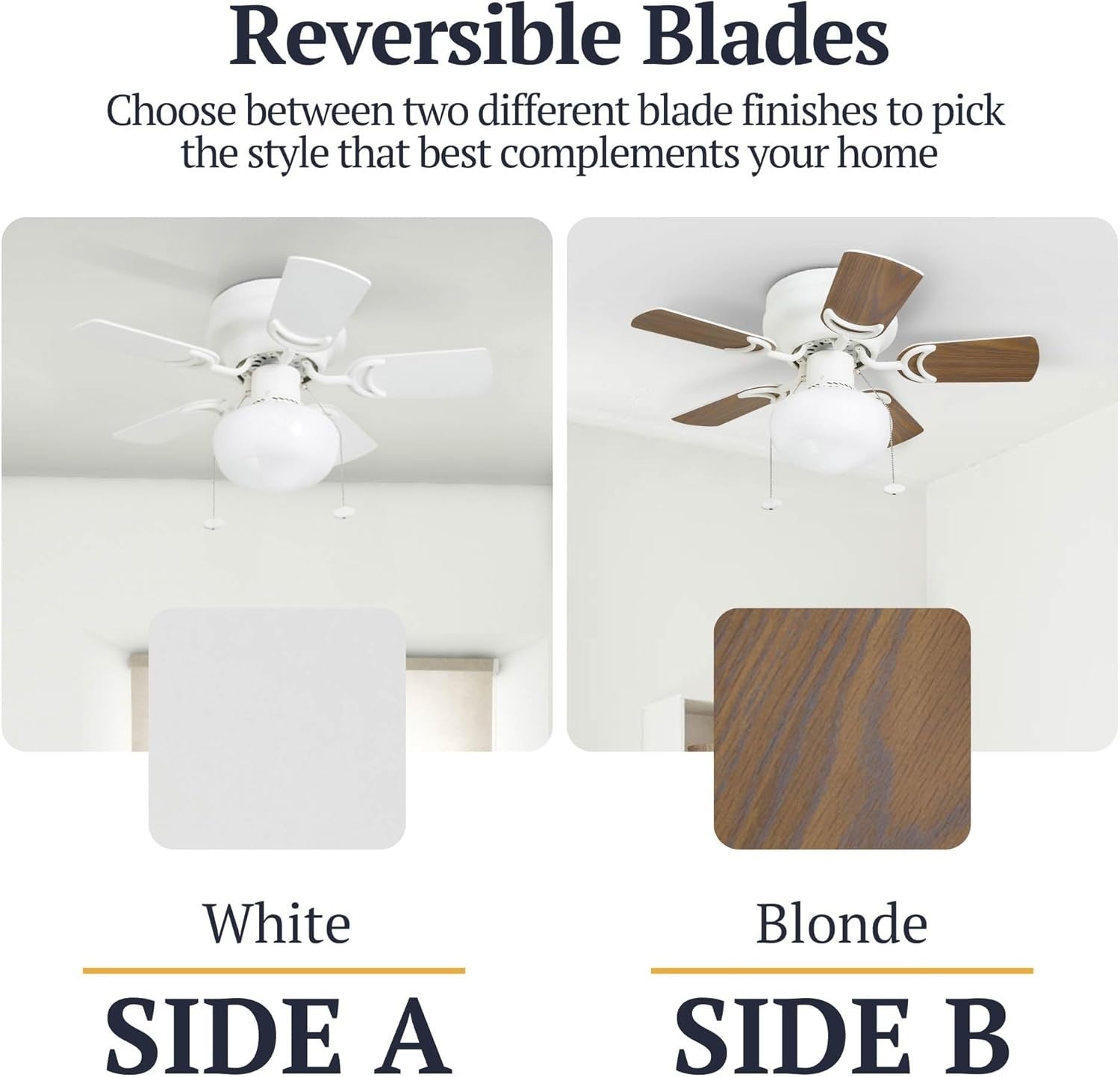 Prominence Home Hero 28" Ceiling Fan with Light, Reversible Blades, White
