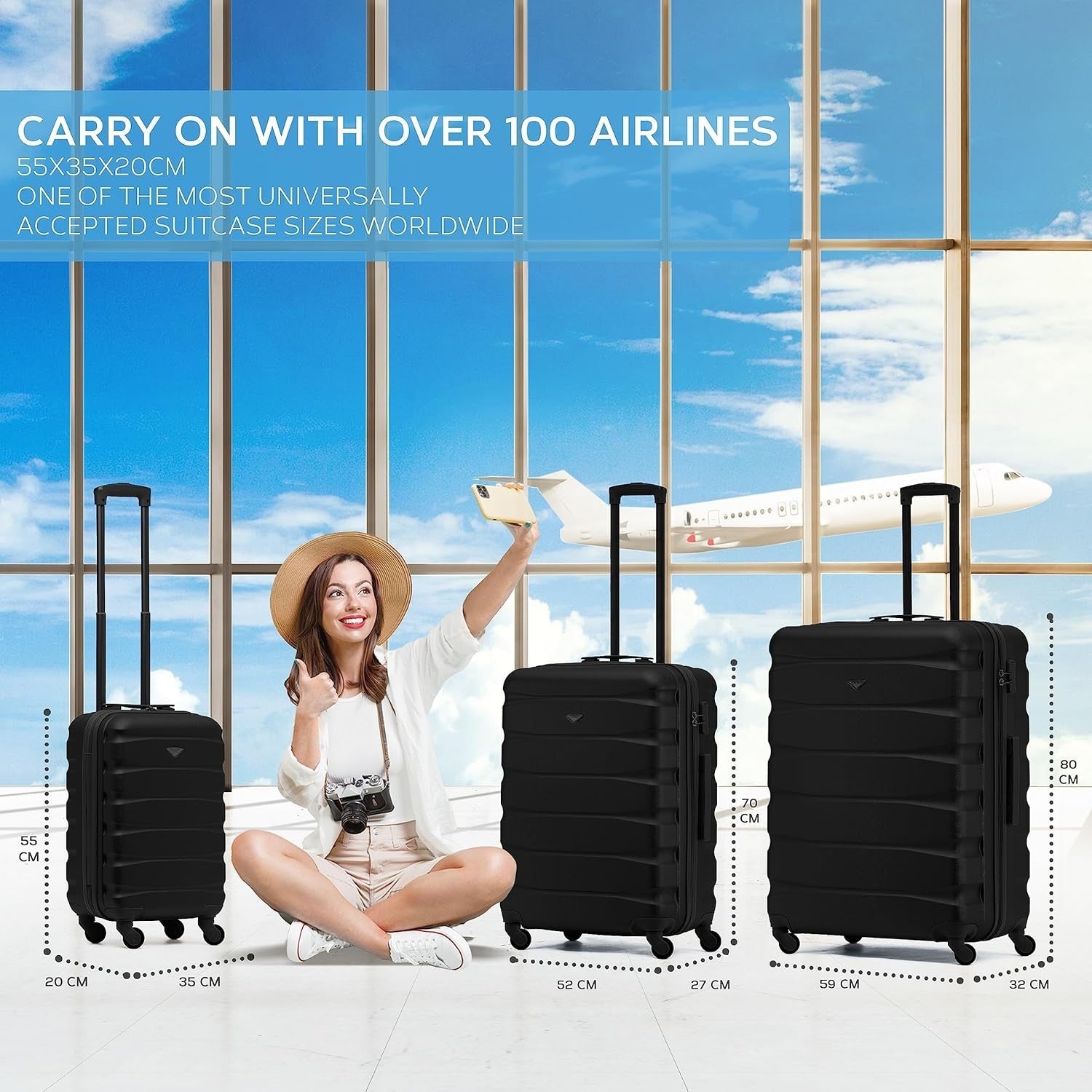 25” Medium Checked Suitcase Lightweight ABS Hard Shell 4 Wheels