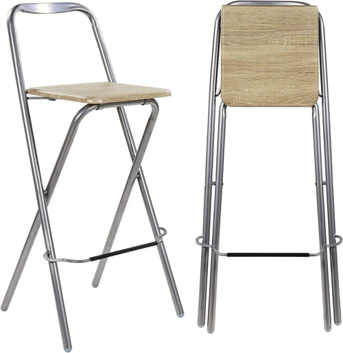 Folding Bar Stool Natural PVC Seat – Compact Kitchen & Home Chair