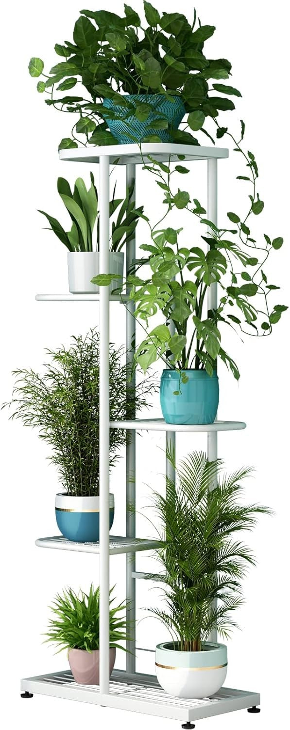 5 Tier White Metal Plant Stand Indoor Outdoor Flower Pot Display Shelf