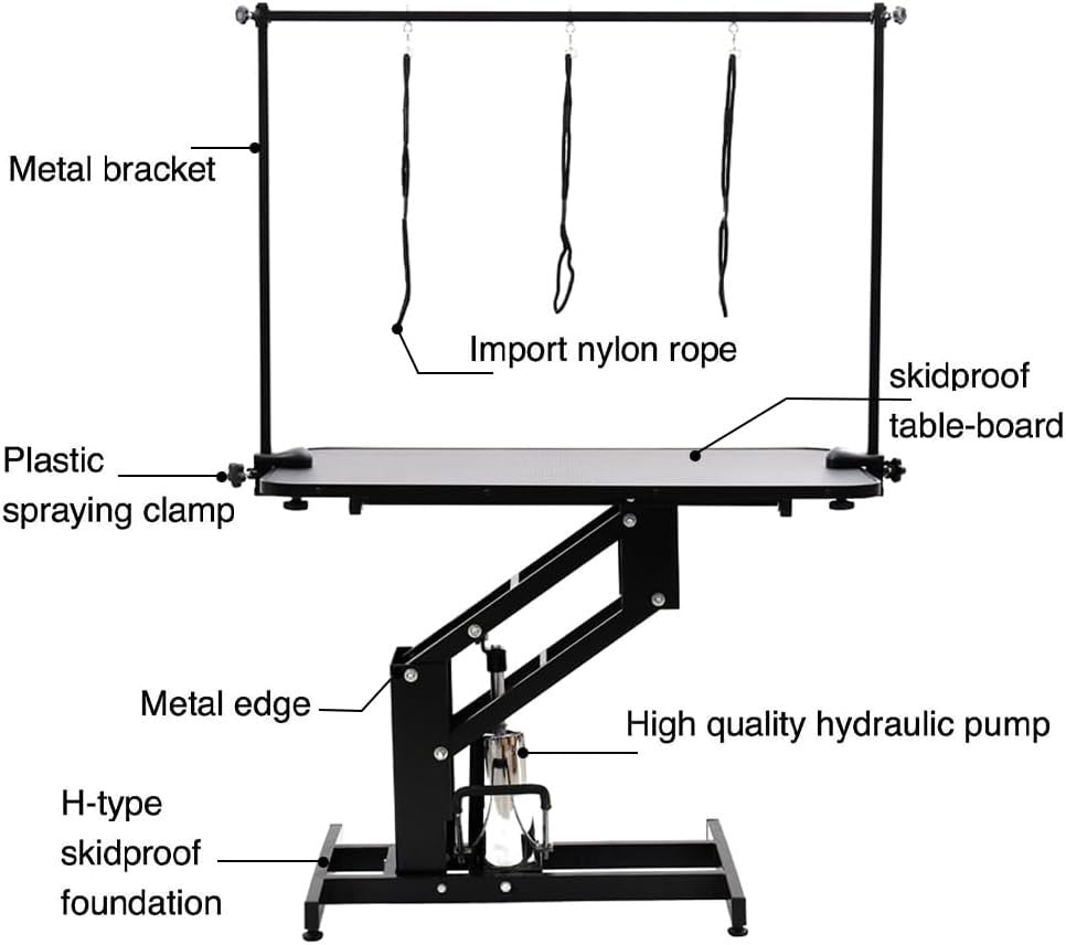 Large Hydraulic Dog Grooming Table Heavy Duty Adjustable Arms Anti Slip Top