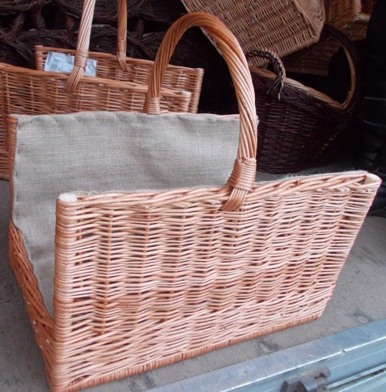 Premium Indoor Wicker Log Basket with Handle – Stylish, Durable Wood Storage