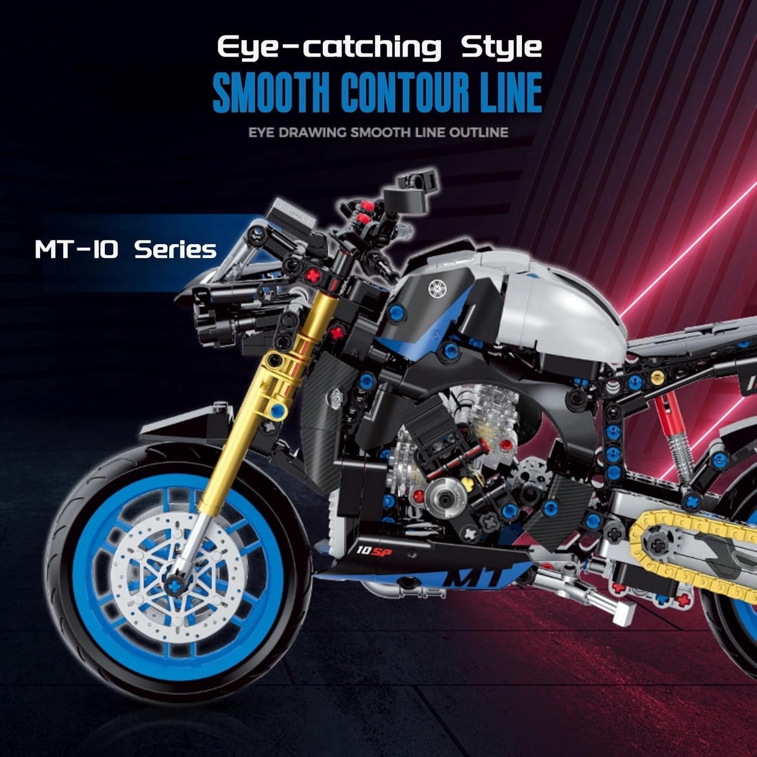 Detailed 638pcs Motorcycle Model Kit with Suspension & Realistic Parts