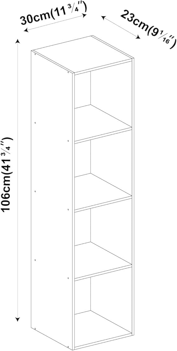 White 4-Tier Wooden Bookcase Storage Shelf Unit Tall Display Organizer Modern