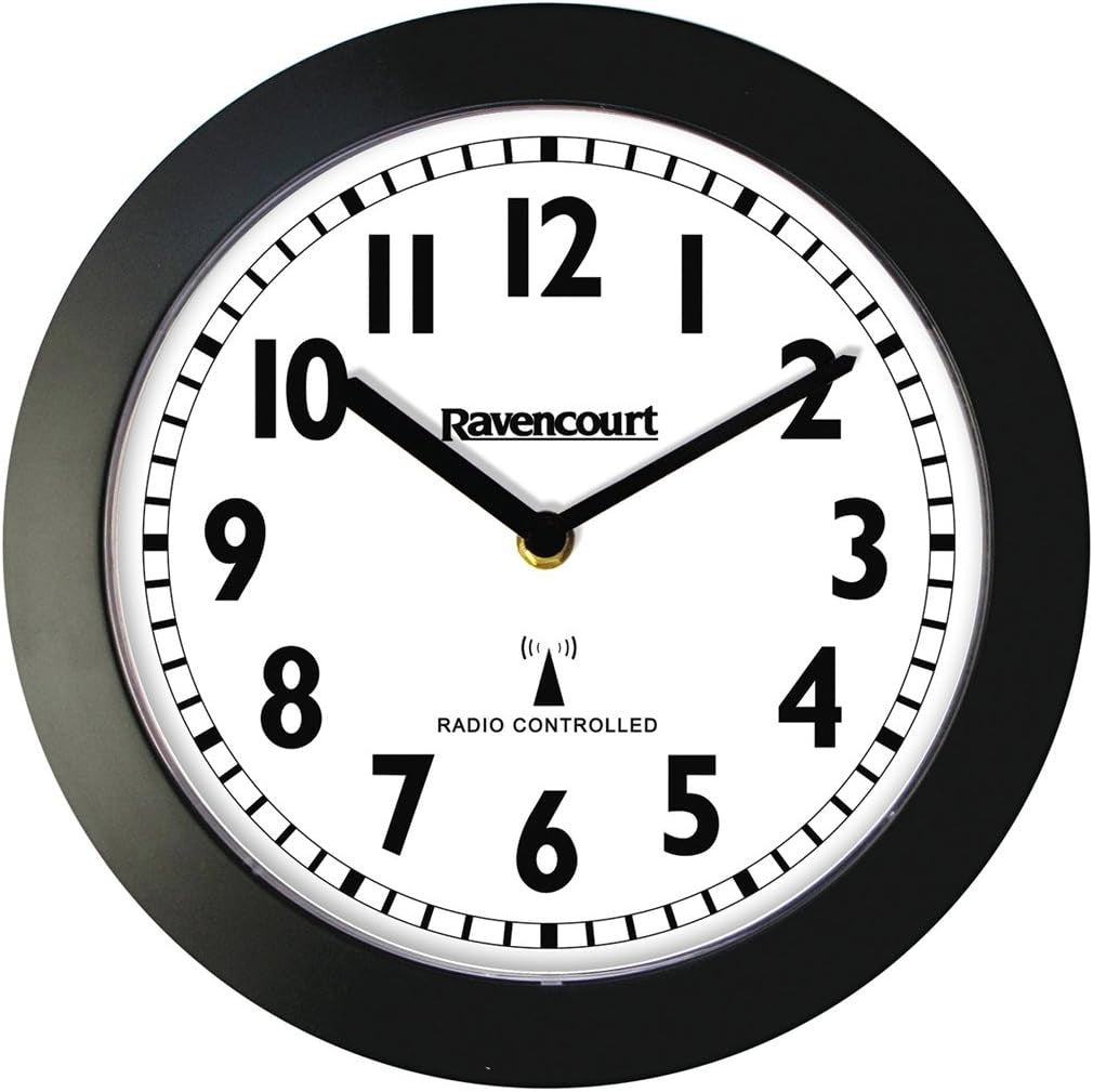 Large Radio Controlled Wall Clock Silent Black White School Office Home