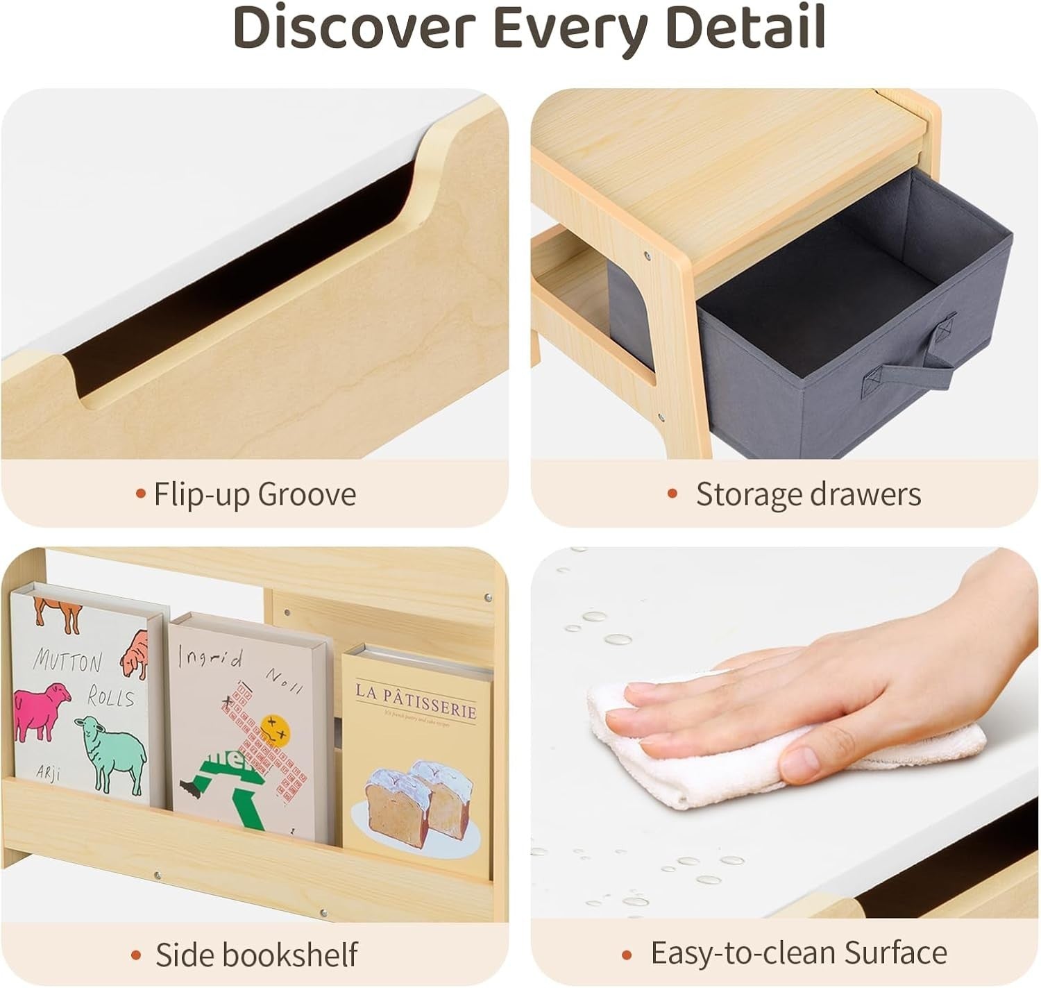 4 in 1 Kids Table and Chairs with Whiteboard Blackboard Storage & Book Rack