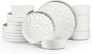 18pc White Stoneware Dinner Set Plates Bowls Reactive Glaze Service for 6
