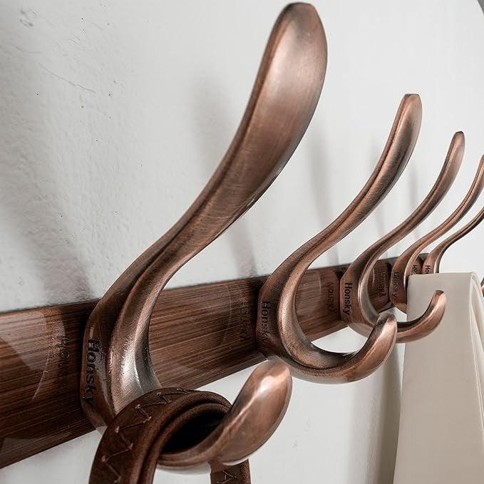 Antique Bronze Wall Mounted Coat Rack 94cm | 10 Heavy Duty Metal Double Hooks