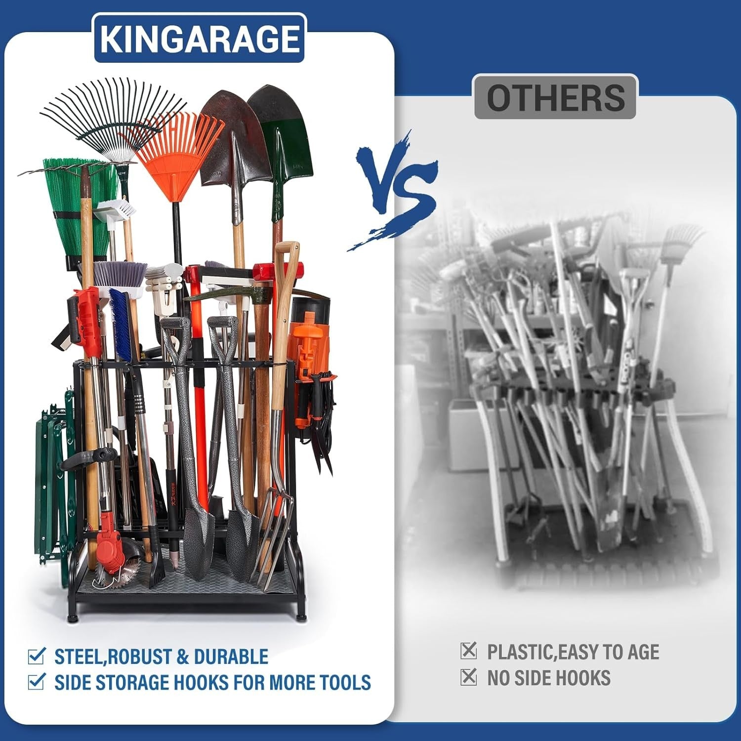 Adjustable Garden Tool Rack Steel & Plastic Holds 55+ Tools 72x55x72cm