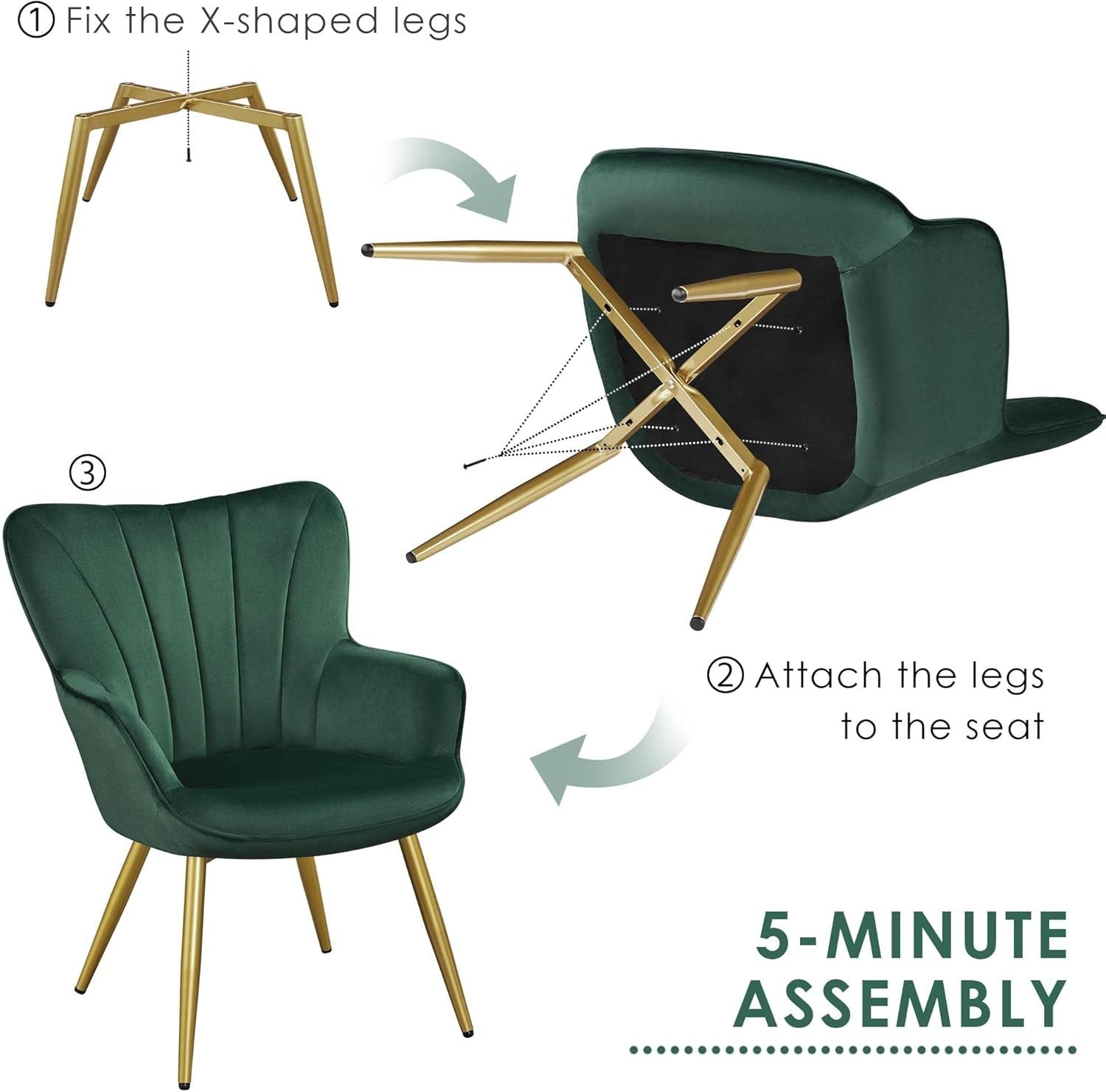 Green Velvet Tub Chair Set of 2 – Modern Upholstered Accent Seating