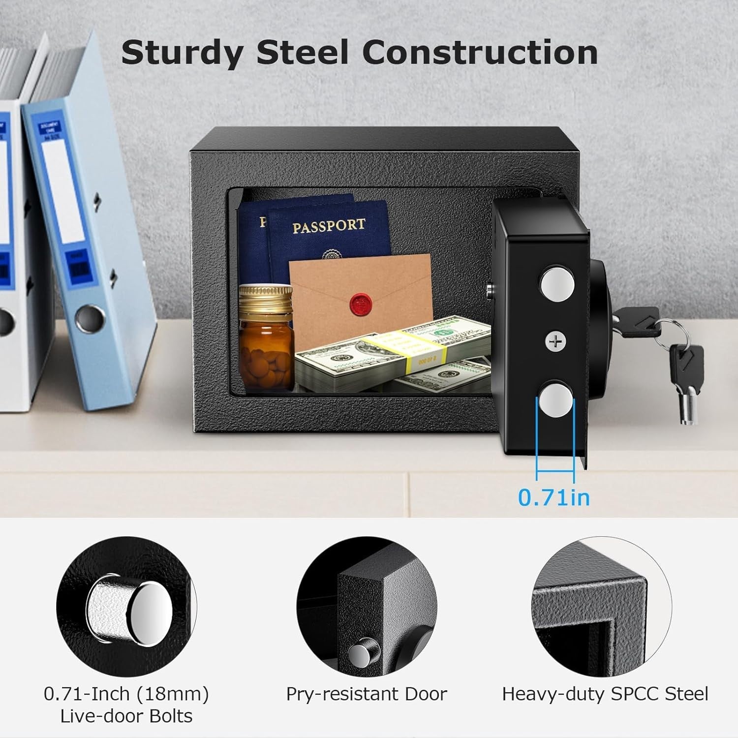 6.6L Digital Safe Box Electronic Keypad Cash Jewellery Security Safe