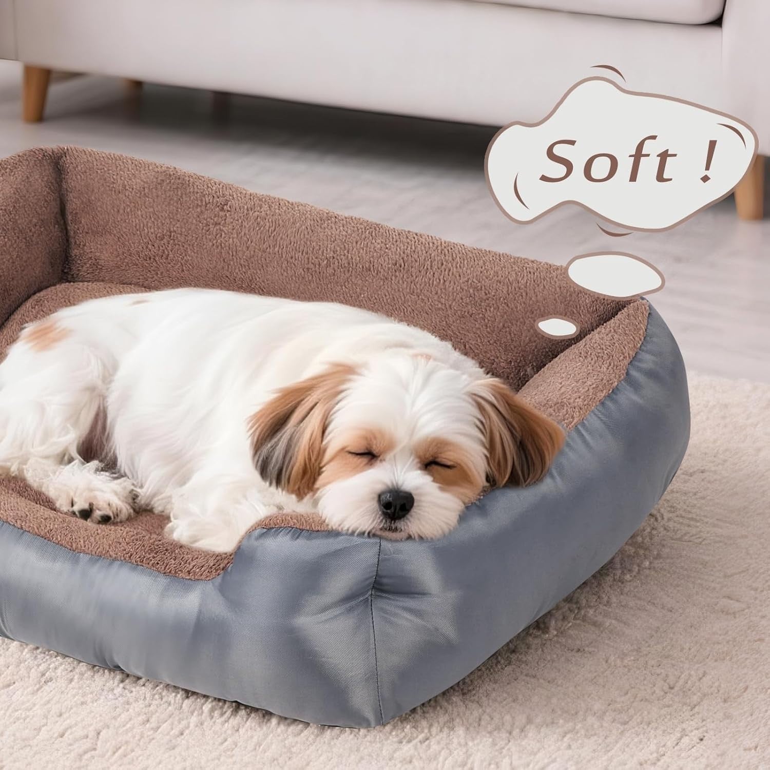 XL Dog Bed 90x70cm Washable Calming Bolster Grey