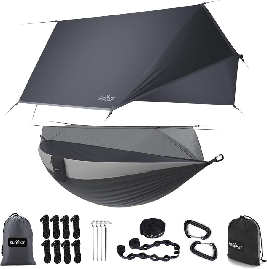 Camping Hammock Tent with Rain Fly | Double Bug Net Hammock | Portable Hiking