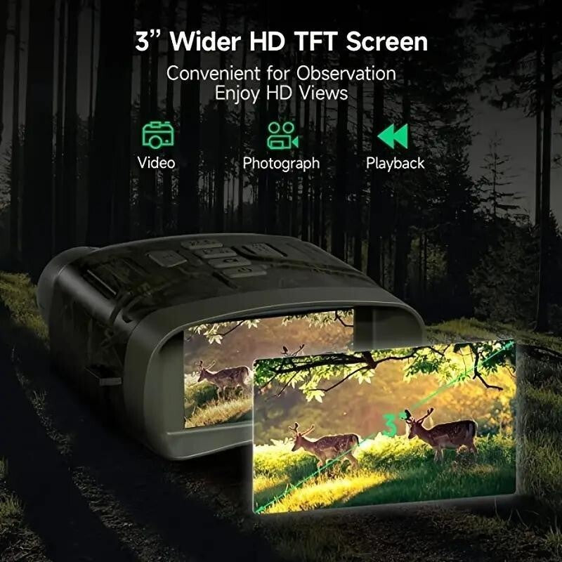 4K Night Vision Binoculars 3" Screen w/ 32GB Card HD Infrared Zoom Goggles