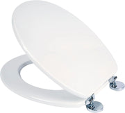 Kielder White Wooden Toilet Seat Oval Flexi-Fix Adjustable Hinges Antibacterial