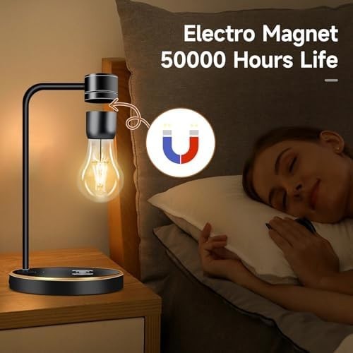 Magnetic Levitating LED Lamp with Wireless Charger, 360° Rotating Desk Light