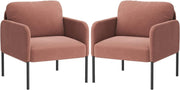 Velvet Upholstered Accent Armchair Padded Lounge Chair Pink