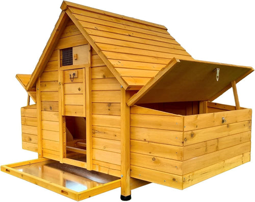 Large Wooden Chicken Coop with 6 Nest Boxes Auto Door Ready 6–10 Hens