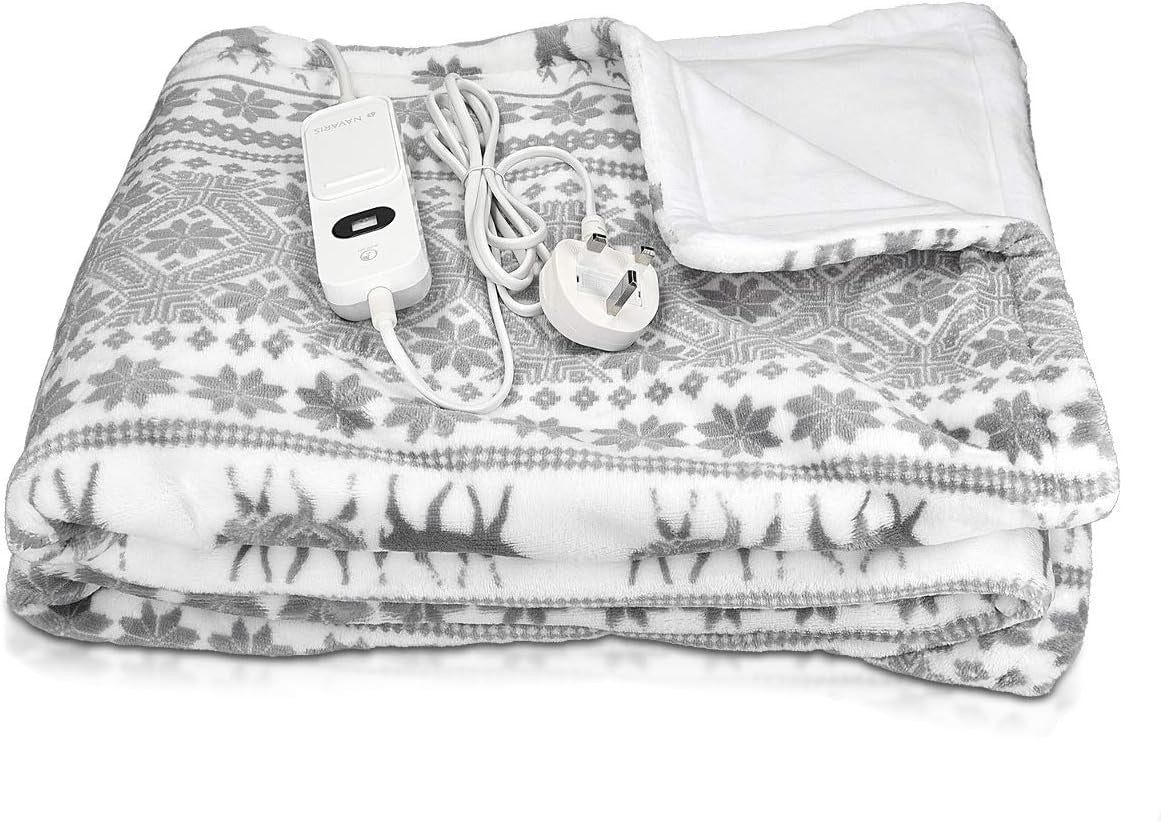 Electric Heated Throw Blanket Christmas Design 3 Heat Auto Off Washable 180x130