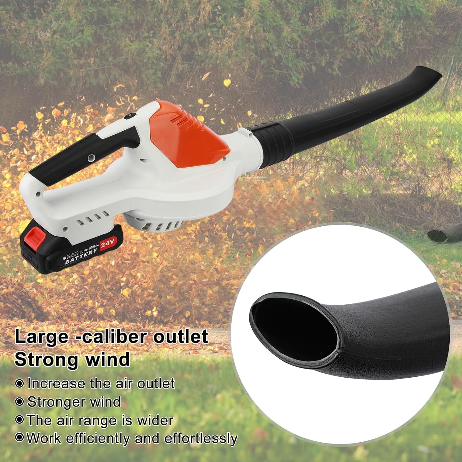 Cordless Leaf Blower 24V Dual Battery 5-Speed Lightweight Garden Cleaner